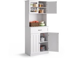 Xbro Keukenkast – Slim ontwerp met 1 lade en 2 deuren, verstelbare planken en te combineren met andere keukenkasten – Keuken Opbergkast – keuken & woonkamer – 70×30×180 cm – wit