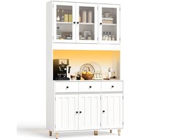 Xbro Keukenkast – Slim ontwerp met 3 lade en 4 deuren, verstelbare planken en te combineren met andere keukenkasten – Keuken Opbergkast – keuken & woonkamer – 100×30×180 cm – Zwart