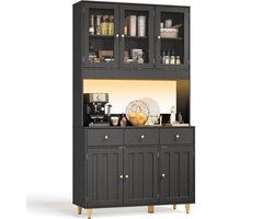 Xbro Keukenkast – Slim ontwerp met 3 lade en 6 deuren, verstelbare planken en te combineren met andere keukenkasten – Keuken Opbergkast – keuken & woonkamer – 100×30×180 cm – Zwart