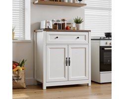 Xbro Keukenkast Vrijstaand - Met 1 Lade en 2 Deuren - Opbergkast voor Keuken of Eetkamer - 76x40x85 cm - Retro Tafelblad