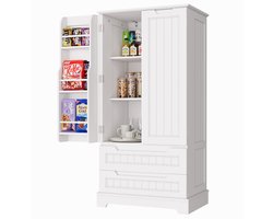 Xbro Keukenkast Vrijstaand – Met 2 Lades en 2 Deuren – Opbergkast met Verstelbare Planken – Voor Keuken, Eetkamer of Wasruimte – 40 x 60 x 120 cm – Wit