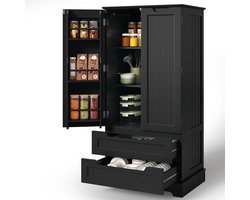 Xbro Keukenkast Vrijstaand – Met 2 Lades en 2 Deuren – Opbergkast met Verstelbare Planken – Voor Keuken, Eetkamer of Wasruimte – 40x60x120 cm – Zwart