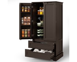 Xbro Keukenkast Vrijstaand – Met 2 Lades en 2 Deuren – Opbergkast – Voor Keuken, Eetkamer of Wasruimte – 40x60x120 cm – Donkelbruin
