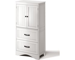Xbro Keukenkast Vrijstaand met Verstelbare Planken – Met 2 Lades en 2 Deuren – Opbergkast – Voor Keuken, Eetkamer of Wasruimte – 60 x 30 x 110 cm – Wit