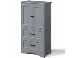 Xbro Keukenkast Vrijstaand met Verstelbare Planken – Met 2 Lades en 2 Deuren – Opbergkast – Voor Keuken, Eetkamer of Wasruimte – 60 x 30 x 110 cm – Grijs