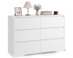 Xbro Ladekast met 6 Ruime Laden – Houten Opbergkast voor Slaapkamer en Woonkamer – Moderne Commode – Wit