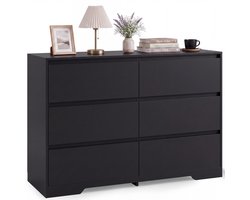 Xbro Ladekast met 6 Ruime Laden – Houten Opbergkast voor Slaapkamer en Woonkamer – Moderne Commode – Zwart
