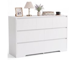 Xbro Ladekast met 7 Ruime Laden – Houten Opbergkast voor Slaapkamer en Woonkamer – Moderne Commode – Wit