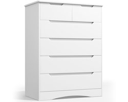Xbro Ladekast – Moderne Kast met 6 Ruime Schubladen – Opbergkast voor Hal Kantoor Slaapkamer Woonkamer – 110 × 70 × 40 cm – Wit