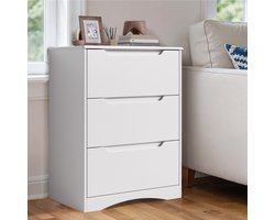 Xbro Ladekast Slaapkamer - Met 3 Ruime Lades voor Geordende Opbergruimte - Opbergkast - Ladekast voor Slaapkamer - 60 x 40 x 75 cm - Wit