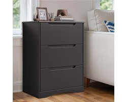 Xbro Ladekast Slaapkamer - Met 3 Ruime Lades voor Geordende Opbergruimte - Opbergkast - Ladekast voor Slaapkamer - 60 x 40 x 75 cm - Zwart