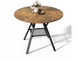 Xbro Ronde Eettafel 100 cm, Eetkamertafel Voor 4 Personen met Ruime Opbergruimte, Keukentafel met Verstelbare Antislip Poten,Retro