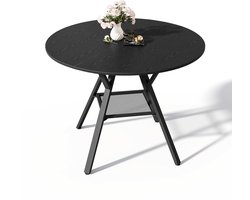 Xbro Ronde Eettafel 100 cm, Eetkamertafel Voor 4 Personen met Ruime Opbergruimte, Keukentafel met Verstelbare Antislip Poten,Zwart