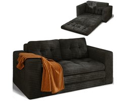 Xbro Slaapbank 2 persoons，2-1 Opvouwbare Slaapstoel met slaapfunctie，Corduroy，2-zits，Donkergrijs