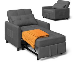 Xbro Slaapbank, 3-in-1 Opvouwbare Slaapstoel met Verstelbare Rugleuning, Ligstoel en Eenpersoonsbed voor Woonkamer, Slaapkamer of Logeerkamer, Maat L
