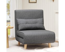 Xbro Slaapbank – Opklapbare Bank met Verstelbare Rugleuning – Scandinavisch Nordic Design – Donkergrijs – 137 x 72 x 72 cm