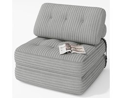 Xbro Slaapbank – Opvouwbaar 3-in-1 Ontwerp – Zitzak Stijl – Geschikt voor Woonkamer, Slaapkamer en Kleine Appartementen – 85 × 85 x 60 cm Ingeklapt / 170 × 85 x 40 cm Uitgeklapt – Grijs