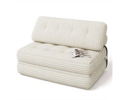 Xbro Slaapbank – Opvouwbaar 3-in-1 Ontwerp – Zitzak Stijl – Geschikt voor Woonkamer, Slaapkamer en Kleine Appartementen – 90×130 cm Ingeklapt / 200×130 cm Uitgeklapt – Beige