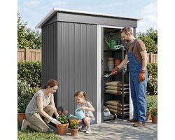 Xbro Tuinhuis - Metalen Gereedschapsschuur met Slot en Schuifdeur - Weerbestendige Tuinschuur voor Buiten - Grijs