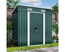 Xbro Tuinhuis – Metalen Gereedschapsschuur – Weerbestendige Tuinberging –Voor Achtertuin, Terras en Grasveld – 194x121x183 cm – Groen
