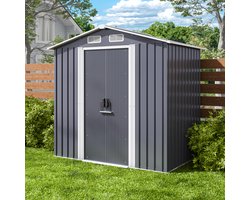 Xbro Tuinhuis – Metalen Gereedschapsschuur – Weerbestendige Tuinberging –Voor Achtertuin, Terras en Grasveld – 196x31x187 cm – Lichtgrijs