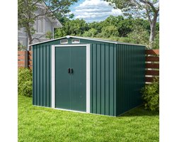 Xbro Tuinhuis – Metalen Gereedschapsschuur – Weerbestendige Tuinberging –Voor Achtertuin, Terras en Grasveld – 258x207x179 cm – Groen