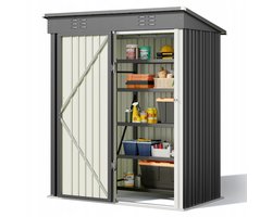 Xbro Tuinhuis – Metalen Gereedschapsschuur – Weerbestendige Tuinberging –Voor Achtertuin, Terras en Grasveld – 87x155x180 cm – Lichtgrijs