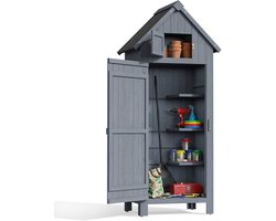 Xbro Tuinkast met 3 afneembare planken, Houten Opbergkast met asfalt dak, Weerbestendig, geschikt voor binnen en buiten，Grijs