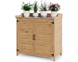 Xbro Tuinkast met Waterdicht Werkblad en Verstelbare Plank – Plantentafel met Onderkast – Voor Binnen & Buiten – Houten Opbergkast voor Tuin & Balkon – 98 x 48 x 95 cm