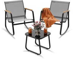 Xbro Tuinset 3-delige met schommelstoel,Balkonset voor 2 personen,Tuinmeubelset met tafel,Bistroset van Textilene,75 x 58 x 75 cm ,Grau