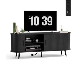Xbro TV Meubel – Moderne TV Kast met 2 Verstelbare Planken en EU-Stopcontact – Zwart