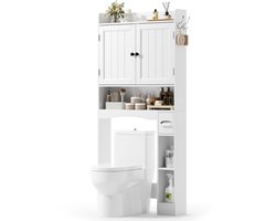 Xbro Wasmachinekast met 2 Deuren en 1 Lade, Kolomkast, Toiletrek met Kast en Verstelbare plank, Voor Wasmachine & Toilet, Wit