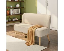 Xbro Zitbank 2 zits, Kleine Sofa met zachte corduroy zitkussens, Zitbank voor appartement en woonkamer，Beige