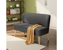 Xbro Zitbank 2 zits, Kleine Sofa met zachte corduroy zitkussens, Zitbank voor appartement en woonkamer，Grijs