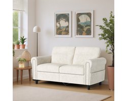 Xbro Zitbank - Bank met brede armleuningen en zijvak opbergtas - Comfortabele compacte 2-zitsbank - Geschikt voor Woonkamer/Kantoor/Appartement - 152 x 76 x 84 cm - Beige