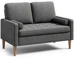 Xbro Zitbank，Moderne Kleine Bank met Verdikte Zitkussens en Rugkussens，Zitbank 2 zits met Ergonomische Armleuningen, Geschikt voor woonkamer, kantoor en appartement, 121 x 76 x 81 cm, Donkergrijs