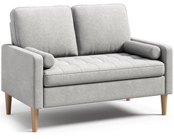 Xbro Zitbank，Moderne Kleine Bank met Verdikte Zitkussens en Rugkussens，Zitbank 2 zits met Ergonomische Armleuningen, Geschikt voor woonkamer, kantoor en appartement, 121 x 76 x 81 cm, Lichtgrijs