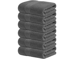 Xclusives Premium Hand Towels 6-Pack (40 x 72 cm) – 100% Cotton, Super Absorbent, Quick-Dry Towels for Bathroom, Hotel, Salon & Gym Use |Shadow Grey|