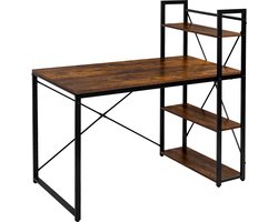 xDays Bureau - Computertafel met planken - Computerbureau - Industrieel Thuiskantoor - 60x120x76/120