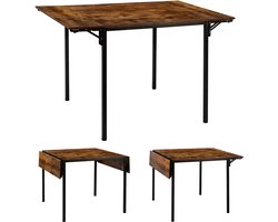 xDays Inklapbare Eettafel Industrieel – 121x77x76 cm – Keukentafel met Neerklapbare Zijbladen – 2 tot 4 Personen – Ruimtebesparend – Vintage Bruin Zwart