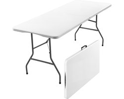 xDays Inklapbare Tafel – Wit – 180x70x73 cm – Klaptafel – Vouwtafel – Campingtafel – Opvouwbaar tot Koffer met Handvat – Weerbestendig – 6 tot 8 Personen – Partytafel – Buffettafel – Binnen & Buiten