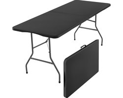 xDays Inklapbare Tafel – Zwart – 180x70x73 cm – Klaptafel – Vouwtafel – Campingtafel – Opvouwbaar tot Koffer met Handvat – Weerbestendig – 6 tot 8 Personen – Partytafel – Buffettafel – Binnen & Buiten