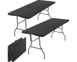 xDays Inklapbare Tafel – Zwart – Set van 2 – 180x70x73 cm – Klaptafel – Vouwtafel – Campingtafel – Opvouwbaar tot Koffer met Handvat – Weerbestendig – 6 tot 8 Personen – Partytafel – Buffettafel – Binnen & Buiten