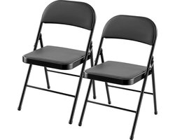 xDays Klapstoelen - Set van 2 – Opvouwbare Stoelen – Inklapbaar & Lichtgewicht – voor Binnen & Buiten – Eettafelstoel – Ruimtebesparend – Zwart