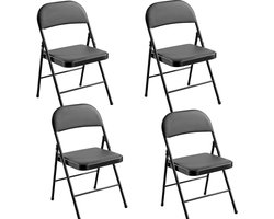 xDays Klapstoelen - Set van 4 – Opvouwbare Stoelen – Inklapbaar & Lichtgewicht – voor Binnen & Buiten – Eettafelstoel – Ruimtebesparend – Zwart