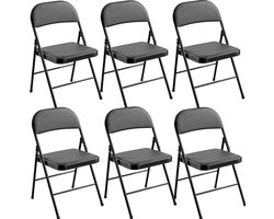 xDays Klapstoelen - Set van 6 – Opvouwbare Stoelen – Inklapbaar & Lichtgewicht – voor Binnen & Buiten – Eettafelstoel – Ruimtebesparend – Zwart
