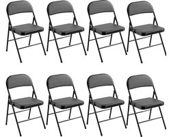 xDays Klapstoelen - Set van 8 – Opvouwbare Stoelen – Inklapbaar & Lichtgewicht – voor Binnen & Buiten – Eettafelstoel – Ruimtebesparend – Zwart
