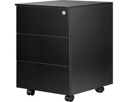 xDays Ladeblok Zwart Metaal met Slot en Wieltjes – 3 Lades – 55 x 45 x 39 cm – Verrijdbare Archiefkast voor Thuiswerk & Kantoor