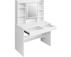 xDays Luxe Kaptafel Met Spiegel en LED Verlichting - Moderne Make up Tafel - 145x90x40cm - 2 lades en 9 vakken