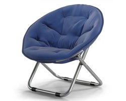 xDays Maanstoel Inklapbaar – Moon Chair – Campingstoel Opvouwbaar – Klapstoel – Vouwstoel – Relaxstoel – Gepolsterd met Kussen – 75x57 cm – Slaapkamer Studentenkamer Woonkamer Balkon Tuin Festival – Blauw